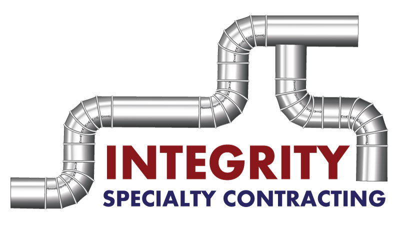 Integrity Specialty Contracting Logo - duct work pipes asymmetrically framing the name of the company